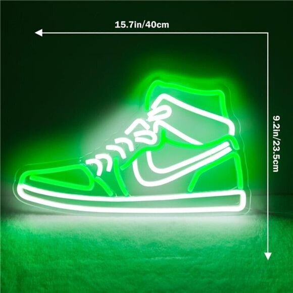 Nike Jordan Air 1 Mid Green White Sneaker Neon Sign Sports Shoe Wall LED Lights main image 4